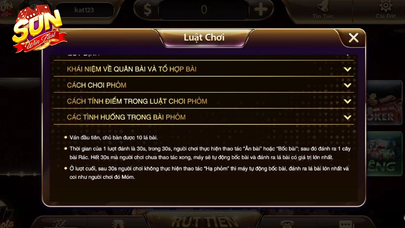 Hướng dẫn tính điểm khi anh em chiến phỏm Sunwin fast